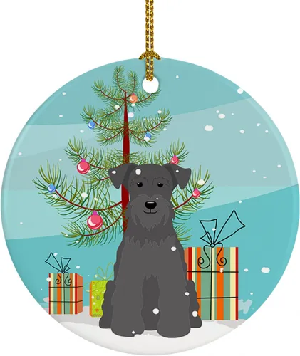 Miniatura 63 de Caroline's Treasures Adorno de cerámica para árbol de Navidad, Laika Spitz de Siberia Occidental, decoración colgante para árbol de Navidad
