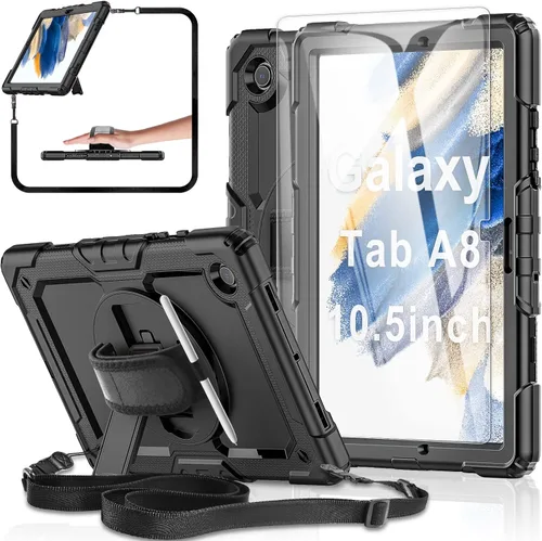 Miniatura 12 de Funda protectora para Samsung Galaxy Tab A7 Lite de 8.7 pulgadas 2021 (SM-T220/T225), con protector de pantalla, correa de mano, soporte para Negro