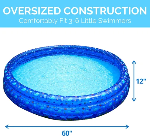 Miniatura 3 de SWIMLINE Piscina clásica de 3 anillos para niños de 60 x 12 pulgadas, para niños y adultos, piscina de pelotas y arena al aire libre