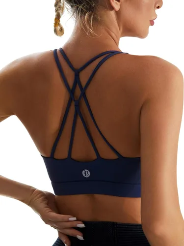 Miniatura 121 de Brasieres deportivos para mujer, con relleno, tipo camiseta sin mangas, sexis, con espalda cruzada, de alto impacto, largos, ideales para practicar