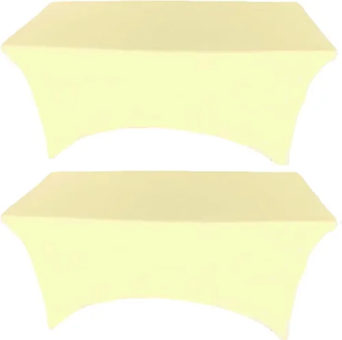 Miniatura 7 de Paquete de 2 manteles de elastano elásticos de elastano verde cazador de 4 pies para mesas rectangulares, eventos, bodas, banquetes y fiestas