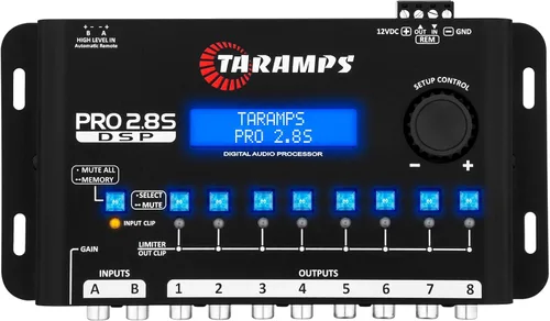 Taramps Pro 2.8S Negro DSP Crossover Procesador de Señal de Audio Digital Completa y Ecualizador con secuenciador de 15 bandas de ecualización