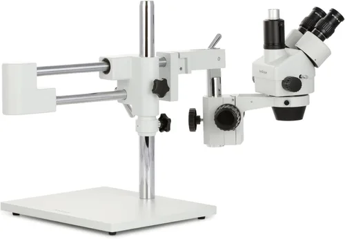 Miniatura 5 de AmScope Microscopio de zoom estéreo trinocular profesional SM-4T, oculares WH10x, aumento 7X-45X, objetivo de zoom 0.7X-4.5X, iluminación ambiental