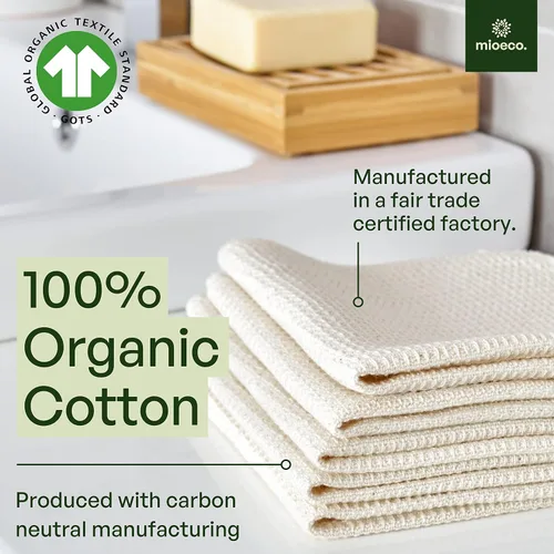 Miniatura 2 de mioeco Paquete de 10 toallas de cocina sin papel lavables, toallas de papel natural superabsorbentes, algodón natural, reutilizables, sin papel
