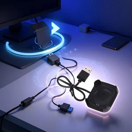 Miniatura 6 de Cable de carga negro para reloj inteligente HW22, cargador de reloj inteligente, magnético, soporte de muelle, cables adaptadores de cable USB