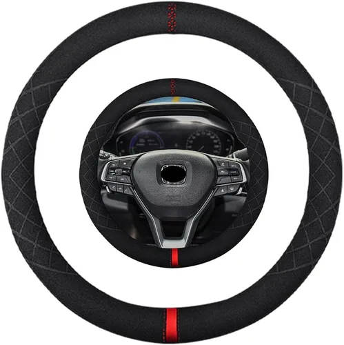 Miniatura 28 de Funda de volante de ante K LAKEY, compatible con Dodge Avenger Grand Caravan Challenger Charger, cubierta de volante deportiva antideslizante