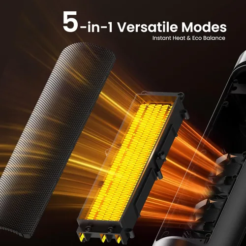 Miniatura 3 de FLANUR Calentador de espacio, calentador portátil de 1500 W con control remoto, termostato, 5 modos, bloqueo infantil y protección de seguridad