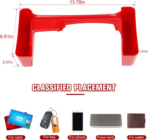 Miniatura 4 de JeCar Bandeja de palanca de cambios de consola central, caja de almacenamiento para Jeep Wrangler JL Gladiator JT 2018-2024 (rojo)