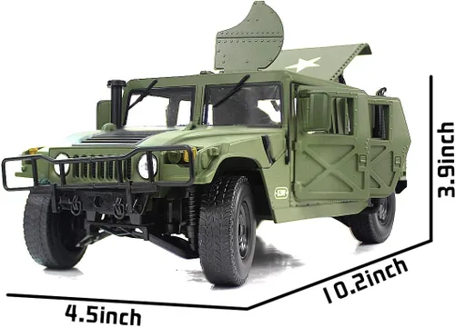 Miniatura 2 de Fisca - Modelo de coche a escala 1/18 de metal fundido a presión, vehículo militar blindado, camión de campo de batalla