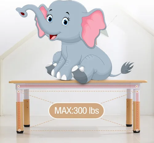 Miniatura 3 de Juego de mesa y silla para niños, altura ajustable, mesa de artes y manualidades y juego de 6 sillas para edades de 2 a 10 años, máximo 300 libras