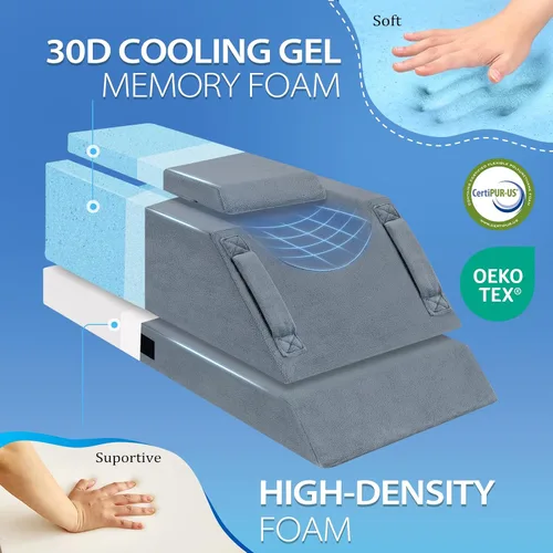 Miniatura 3 de Wellsin - Almohadas ajustables de 4 alturas para elevación de piernas después de cirugía, lesiones de rodilla y tobillo, almohada de cuña de pierna