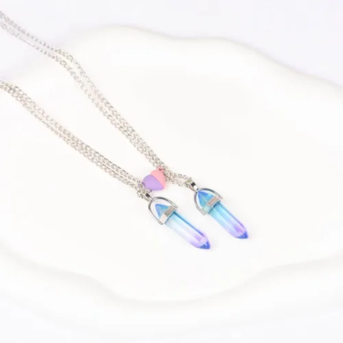 Miniatura 31 de Collar magnético de corazón dividido a juego para parejas, colgante de atracción mutua de cristal, regalo de joyería de amistad para mejores amigos
