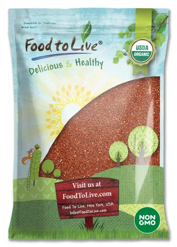 Miniatura 8 de Food to Live Quinua roja orgánica, 3 libras, sin OMG, grano entero, kosher, vegano, Sirtfood, a granel. Grano de cocción rápida. Gran reemplazo