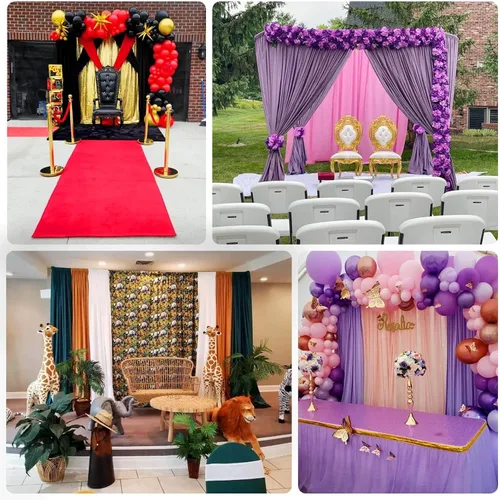 Miniatura 5 de Efavormart - Paquete de 2 cortinas de fondo ignífugo de amatista violeta de 10 x 10 pies, resistentes y sin arrugas, para eventos teatrales y galas