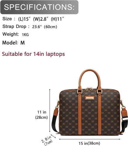 Miniatura 2 de Maletín para laptop, para hombres y mujeres, bolsa de hombro tipo mensajero, bolsa cruzada de viaje, bolsa de negocios para laptop de 15 pulgadas