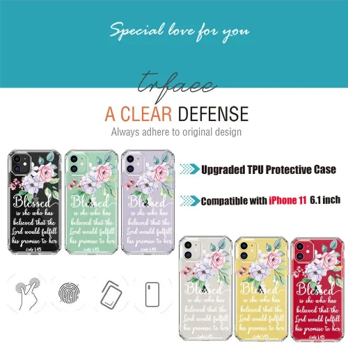 Miniatura 2 de Funda para iPhone 11 Bible Verses Series – Bonita Biblia Versos, citas, flores, diseños florales, inspiradoras, niñas y mujeres, suave protector