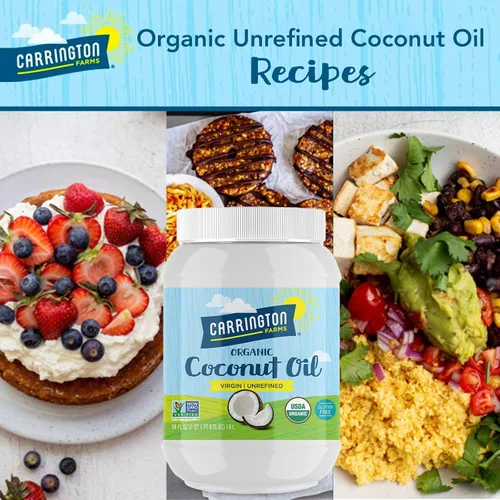 Miniatura 5 de Carrington Farms Aceite de coco orgánico virgen prensado en frío para cocinar, sin refinar y rico en nutrientes, aceite MCT para cabello y piel, sin