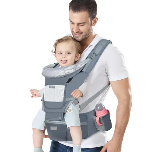 Miniatura 8 de Portabebés ergonómico para bebés con asiento de cadera, bolsa de canguro, portabebés suave para recién nacidos a niños pequeños de 7 a 45 libras