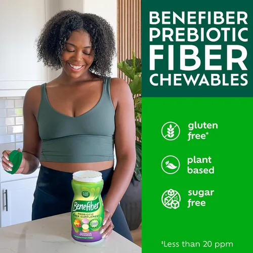Miniatura 7 de Benefiber Tabletas masticables de suplemento de fibra prebiótica para la salud digestiva, sabores surtidos de frutas, 100