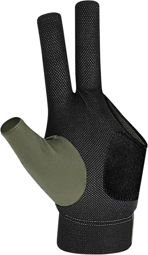 Miniatura 2 de Guantes de piscina para mano izquierda, guantes de billar de 3 dedos, control de taco de baja fricción, malla transpirable y ajuste ajustable, Oliva