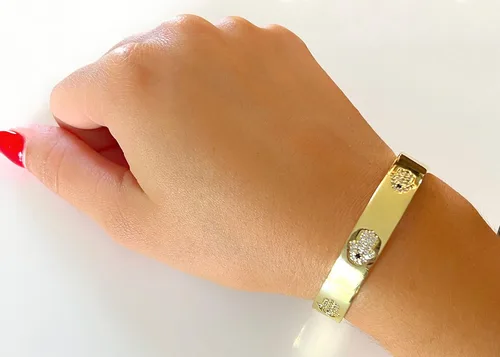 Miniatura 6 de LESLIE BOULES Pulsera de mano Hamsa chapada en oro de 18 quilates para mujer, joyería de moda
