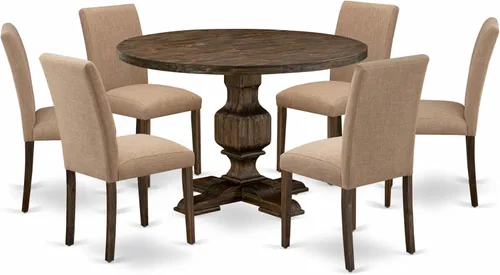 Miniatura 18 de East West Furniture I3AB5-747 - Juego de mesa de comedor de 5 piezas para 4 personas, incluye una mesa de cocina redonda con pedestal y 4 sillas