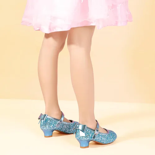 Miniatura 24 de PANDANINJIA Vestido de jada para niñas y niños pequeños, zapatos de princesa Mary Jane con tacones con lazo para fiesta, boda, boda
