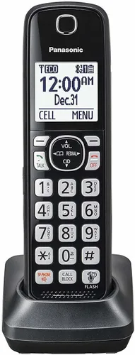 Expandible teléfono inalámbrico de Panasonic con bloqueo de llamadas y contestadora, Negro