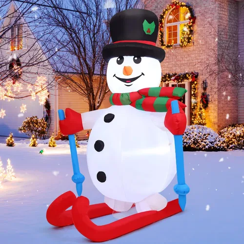 Miniatura 3 de GOOSH Muñeco de nieve inflable de Navidad de 6 pies para decoración al aire libre, patio, esquí, nieve con LED integrados para decoración de fiesta