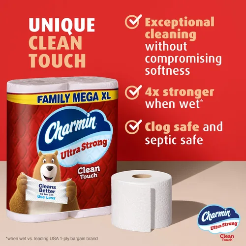 Miniatura 2 de Charmin Papel higiénico ultra fuerte y limpio, 6 rollos Mega XL familiares = 42 rollos regulares