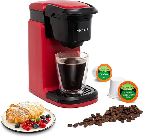 Mixpresso Cafetera de una sola taza, cafetera personal de una sola porción, compatible con cápsulas individuales, tecnología de preparación rápida,