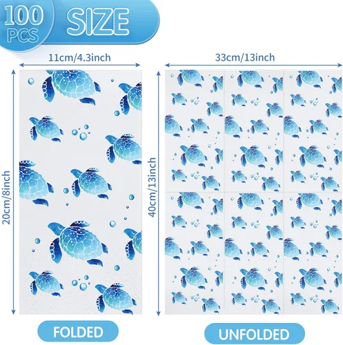 Miniatura 2 de Yisong 100 toallas de mano desechables de tortuga, servilletas de papel para baño, invitados, toallas suaves decorativas, suministros de fiesta