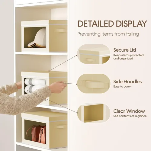 Miniatura 6 de Homsorout Contenedores de almacenamiento con tapas, organizadores pequeños de tela con ventana, contenedores de almacenamiento plegables para ropa