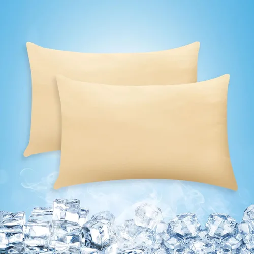 Miniatura 10 de Fundas de almohada refrescantes solamente, juego de 2 fundas de almohada tamaño King con doble cara fría, absorben la humedad, con cremallera