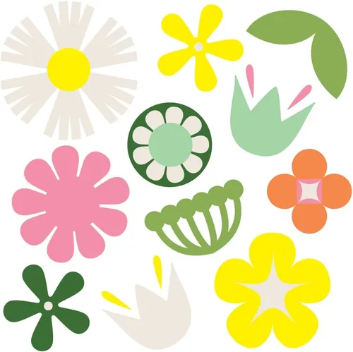 Miniatura 3 de Tempaper Calcomanías de pared retro florales autoadhesivas, multicolor Floral retro