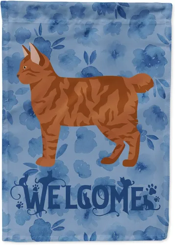 Miniatura 98 de Caroline's Treasures CK4813CHF - Bandera de bienvenida con gato abisinio azul, manga grande, para porche, para colgar en la pared, poliéster