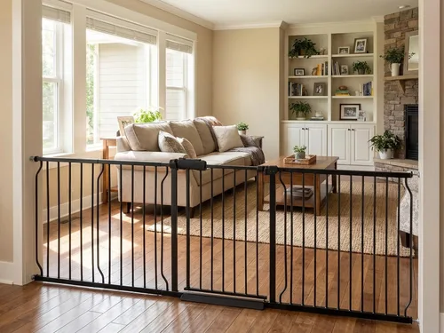 Miniatura 29 de Puerta de bebé para escaleras y puertas, puertas para perros de 29 a 34 pulgadas para la casa, puerta para mascotas de interior montada a presión