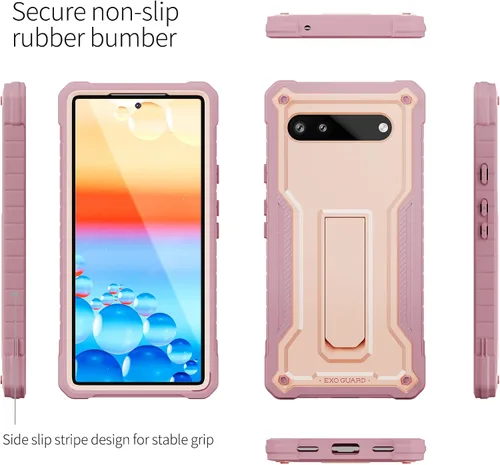 Miniatura 4 de ExoGuard Funda para Google Pixel 6A, funda de goma a prueba de golpes de cuerpo completo viene con un protector de pantalla de vidrio templado