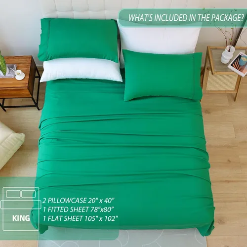 Miniatura 6 de Juego de sábanas tamaño King, sábanas de microfibra suave para hotel tamaño King, bolsillo extra profundo, juego de sábanas y fundas de almohada