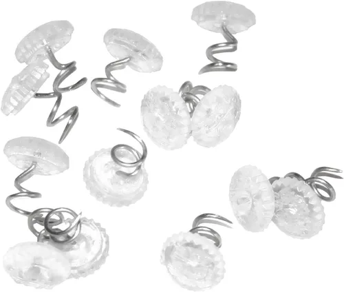 Miniatura 5 de Attmu 30 piezas de tachuelas de tapicería de cabeza transparente para fundas y faldas de cama, alfileres de falda de cama de 0.5 pulgadas