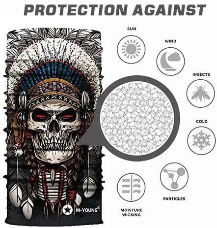 Miniatura 2 de Máscara de calavera pañuelo para el cuello gorro bufanda mágica diadema para protección de polvo sol y viento