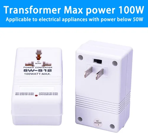 Miniatura 7 de Convertidor de voltaje de alimentación de 110 V a 220 V para subir y bajar transformador de 100 vatios para viajes, color blanco