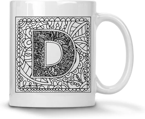 Miniatura 26 de Alankathy Mugs Taza de café monograma, 11 oz, color blanco (A)