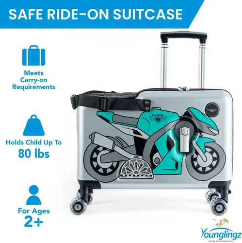 Miniatura 6 de Younglingz LIL FLYER GO 21" - Maleta de mano para niños, Motocicleta verde V2
