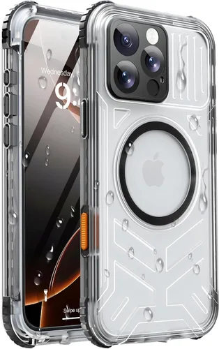 Miniatura 54 de Funda impermeable para iPhone 15 con Magsafe, protector de pantalla, cordón, IP68 militar de cuerpo completo a prueba de golpes, para deportes
