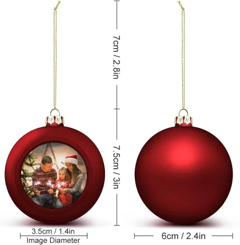 Miniatura 2 de Adorno de bola de foto personalizada adorno decorativo de Navidad de bola colgante. Tamaño grande
