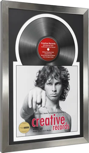 Miniatura 3 de Creative Picture Frames Marco para discos de Jukebox de 16 x 24 pulgadas con acabado de acero inoxidable de 12 pulgadas con doble paspartú blanco