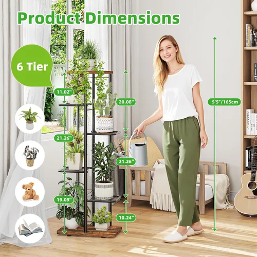 Miniatura 6 de Simple Trending Soporte para plantas para interiores y exteriores, estante para plantas de 6 niveles, soporte alto para macetas, estante