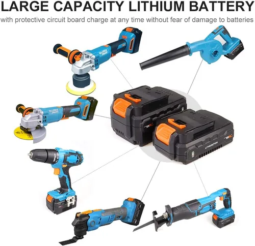 Miniatura 7 de NEWONE Pulidora orbital redonda inalámbrica de 20 V, búfer de doble acción, 5 pulgadas, 6 velocidades variables, mango antivibración, cera de pulido