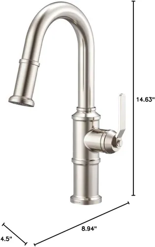Miniatura 11 de Gerber Kinzie - Grifo de barra pulverizadora extraíble de una sola manija Acero inoxidable